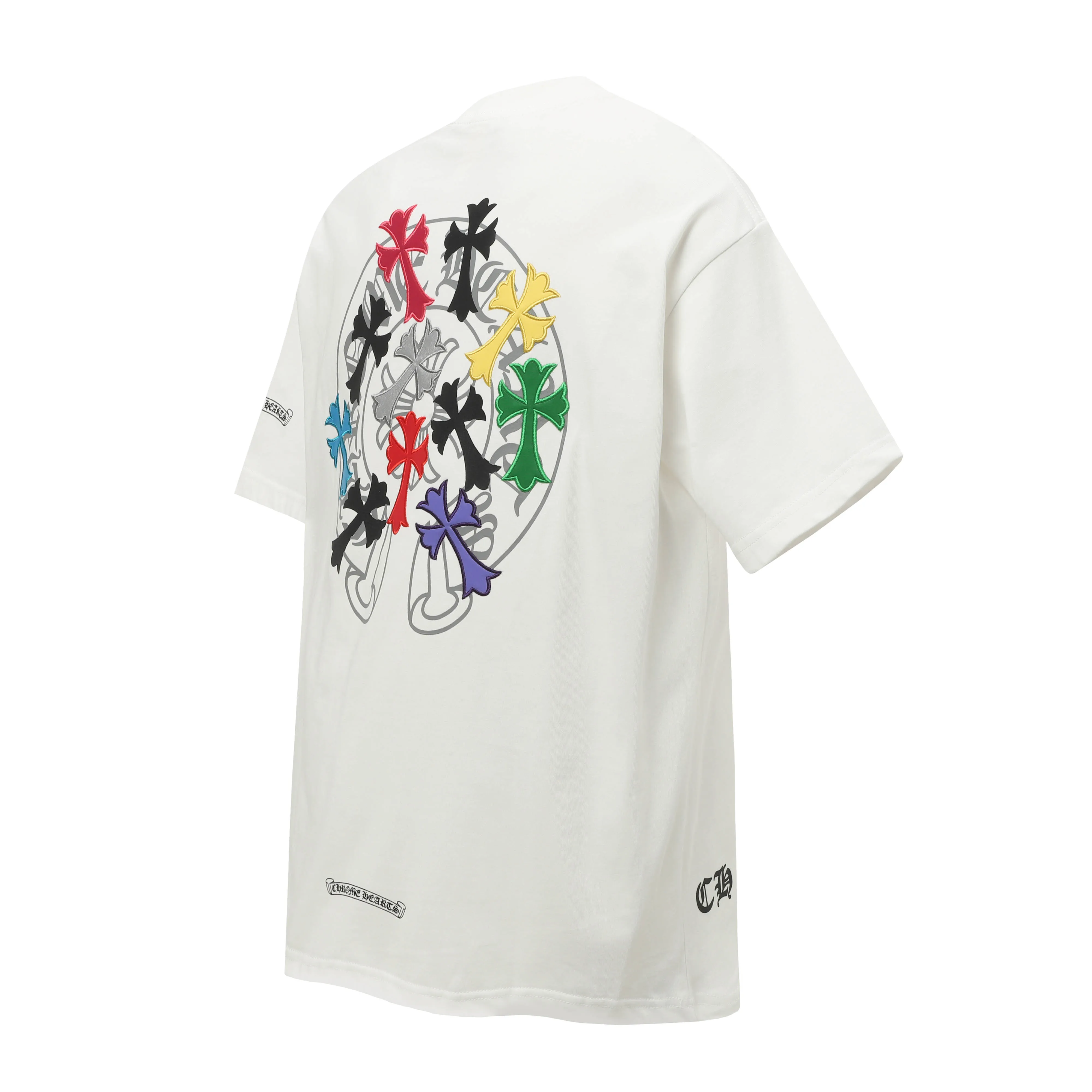 P190 Chrome Hearts CH Chrome Hearts Colorful Cross✝️Applied leather embroidered horseshoe short-sleeved T-shirt. Use imported Tajima machine embroidery. Correct configuration. Black 2025 Chrome Hearts authentic packaging. 280 grams of custom-dyed double yarn cotton. Large version. Loose and stylish. Different from lower versions, slim and long version, upper body and hips. 100% commitment: top quality. Not fast food. Highest version on the market. Top quality - different from ordinary versions on the market. If you care about quality. You must also respect the price. Absolutely zero after-sales service. The return rate so far is 0. It’s hard not to love the style. - 280g custom-dyed double yarn fabric. - Correct high-density main mark, washed tag, hand-sewn.